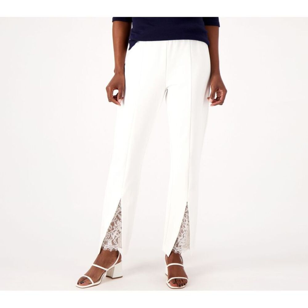 Susan Graver White Lace Trim Pants